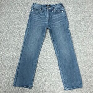 True Religion Jennie Curvy Capri Jeans Womens 25 Blue Med Wash Mid Rise Stretch